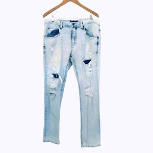 Mens Empyre Straight Skinny Destructed Jean - Size 36